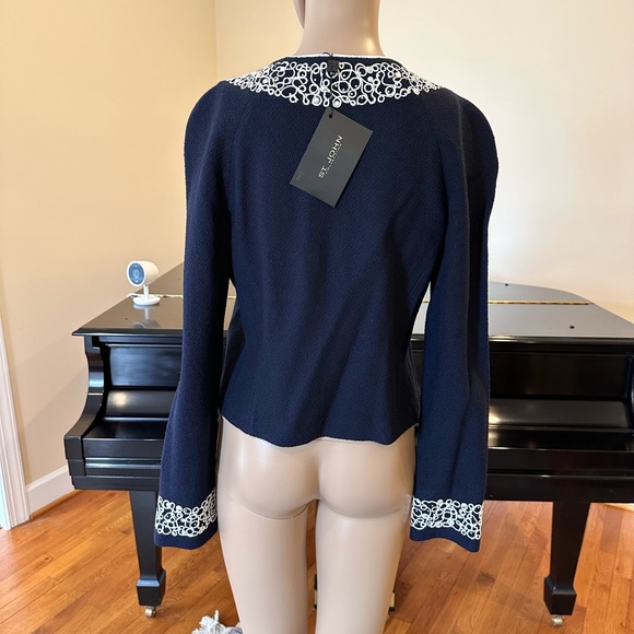 NWT Luxury Rare St John Collection Navy Pearl Embelished Cardigan/Jacket - Picture 15 of 17